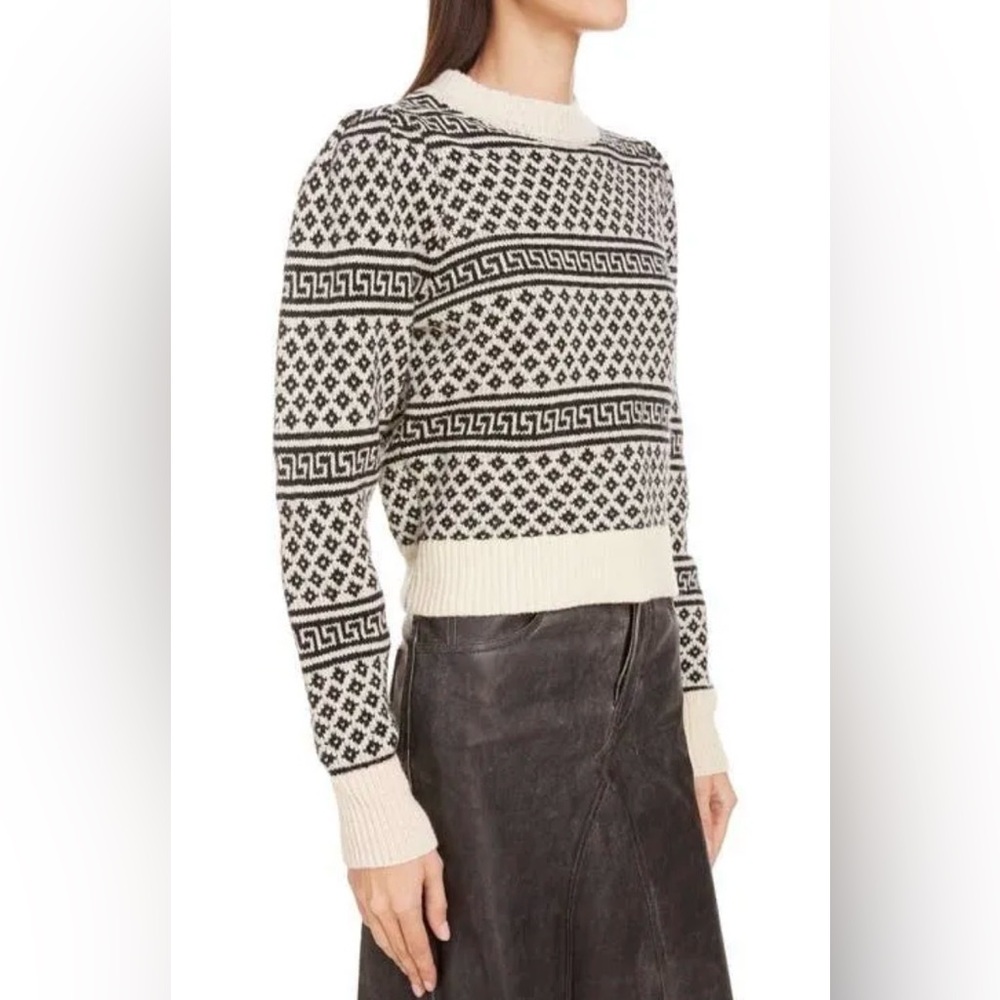 Isabel Marant Etoile - Newton Black and Cream Geometric Sweater 100% Wool